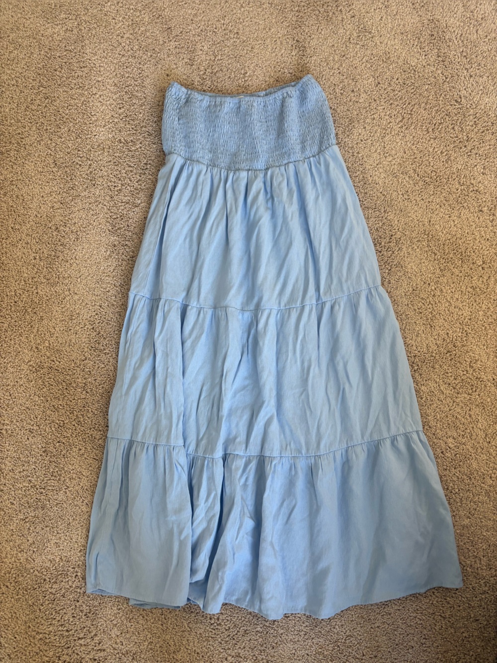Midi blue strapless dress from these three boutique size m